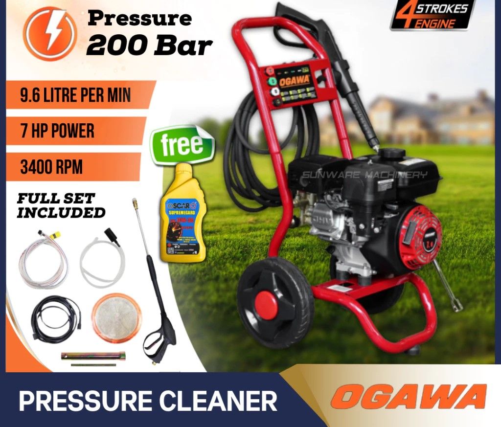 OGAWA DX2900 Gasoline High Pressure Cleaner | Petrol Engine Water Jet | 200BAR | 7Hp