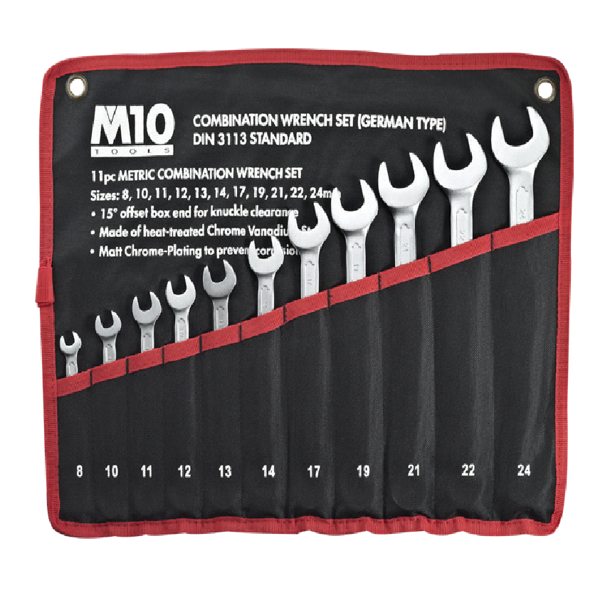 M10 Combination Wrench Set (DIN Type) Satin Finish : 14GTS-A