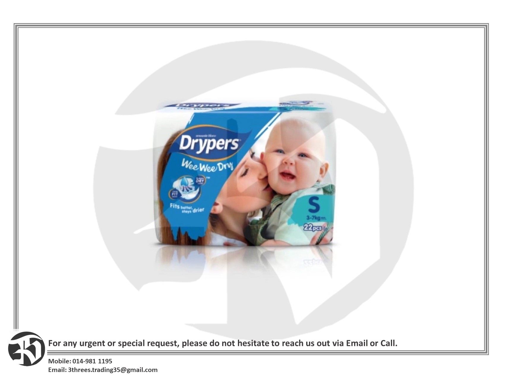 Drypers Wee Wee Dry NB/S/M/L/XL/XXL (Travel Pack)