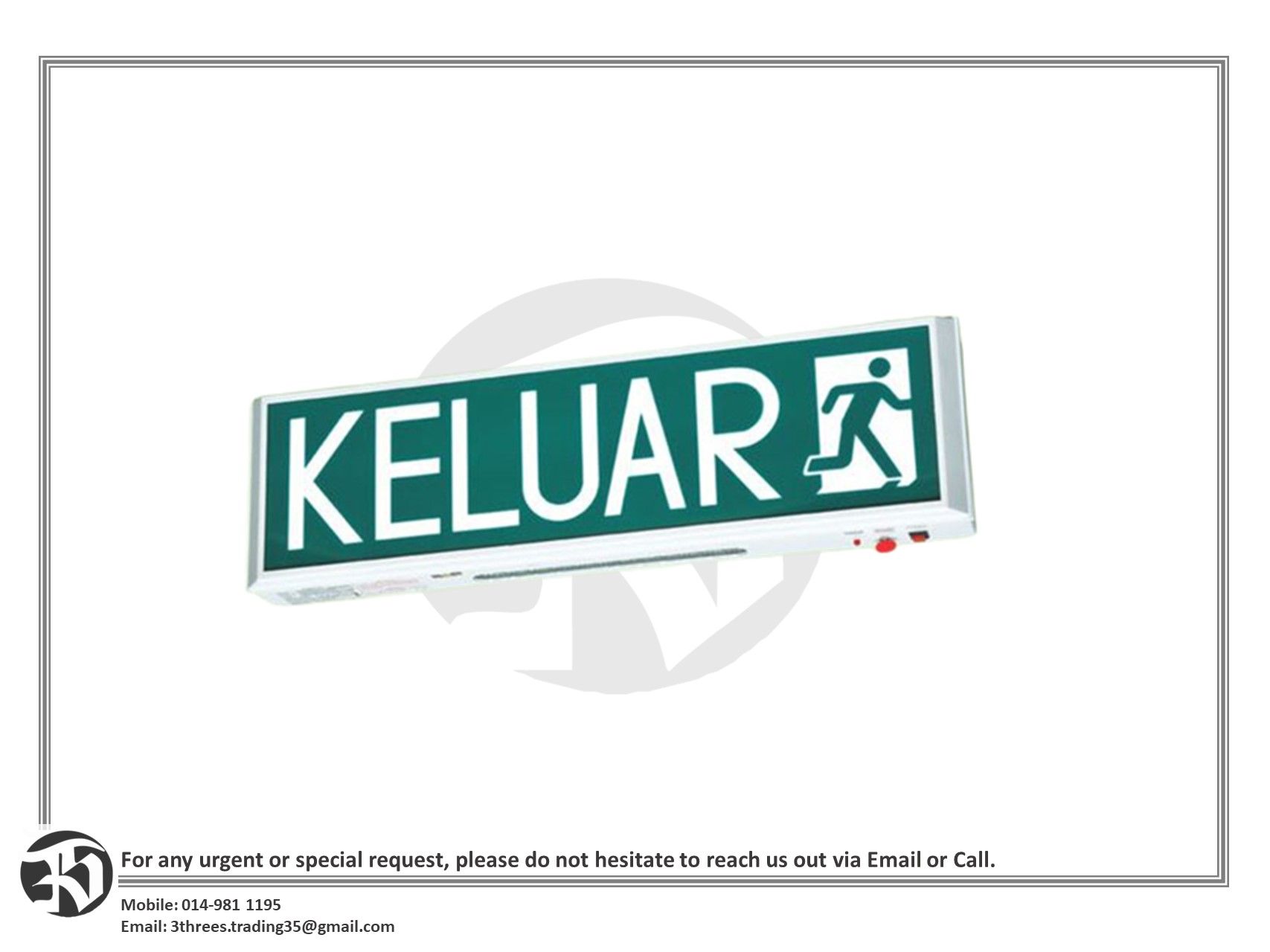 LED Self-Contained Emergency Exit 'Keluar' Sign LE-908SL (Single-sided)