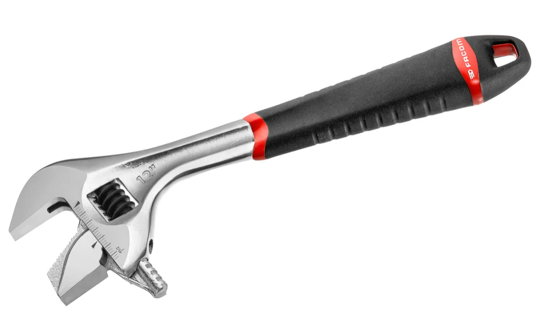 Facom Adjustable Spanner, 301 mm Overall, 41mm Jaw Capacity, Bi-Material Handle
