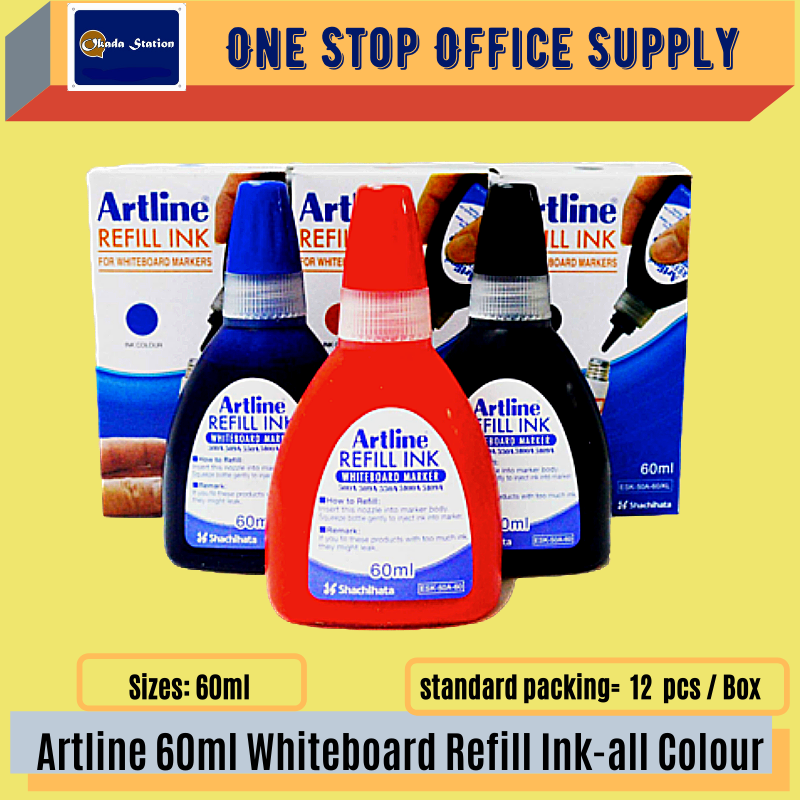 ARTLINE / REFILL INK / WHITEBOARD INK REFILL / MARKER PEN INK / 60CC / ARTLINE REFILL INK / WHITE BOARD REFILL INK