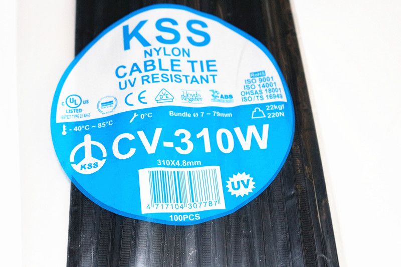 KSS WEATHER RESISTANT NYLON CABLE TIE BLACK 310MMX4.6MMX100PCS/PKT (CV-310W)