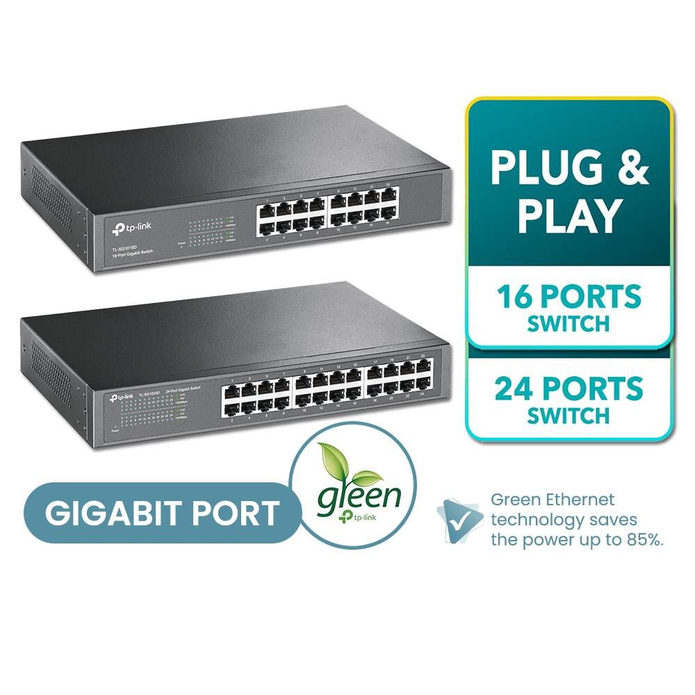 TP-LINK 16 / 24 PORT GIGABIT DESKTOP RACKMOUNT SWITCH