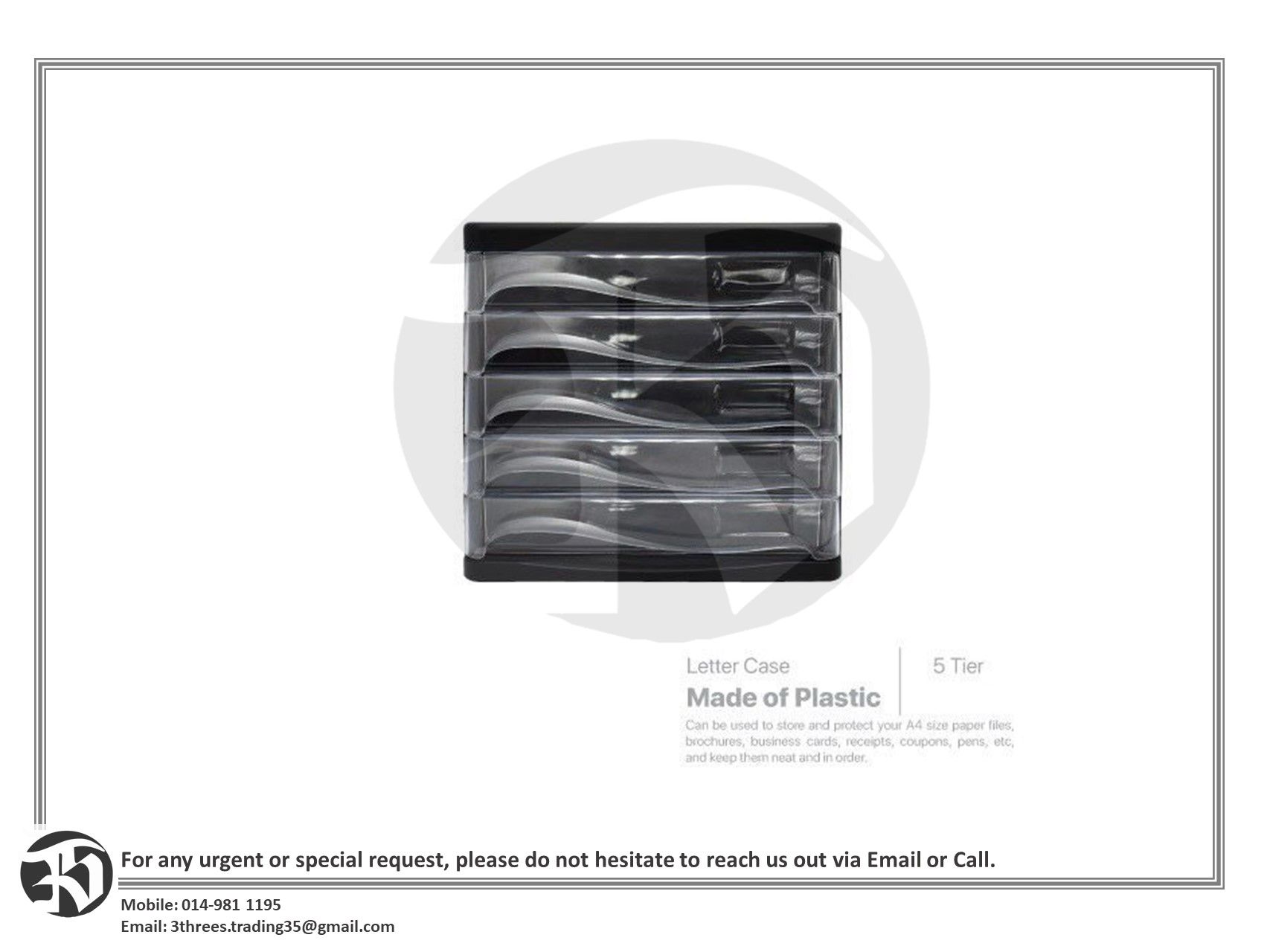 5 Tier Drawer File Cabinet / Letter Case