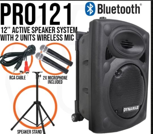 Ocha Dynamax PRO121C 12" Active Speaker with USB, Bluetooth and 2 x Handheld Microphone - Free delivery