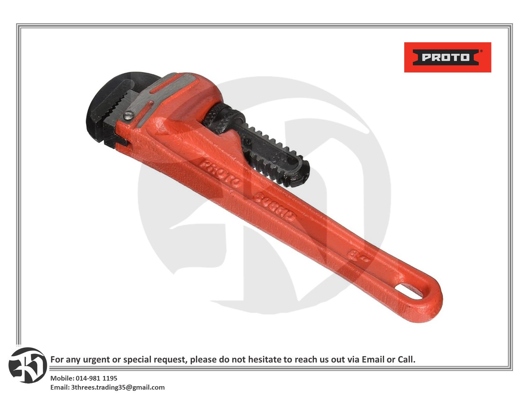 PROTO 808HD Straight Heavy Duty Pipe Wrench 8"