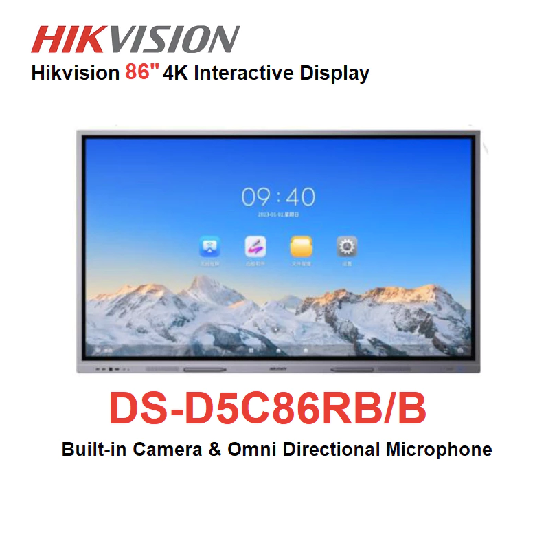 Hikvision DS-D5C86RB/B 86" 4K Interactive Display With Webcam & Mic - Hikvision Interactive Display