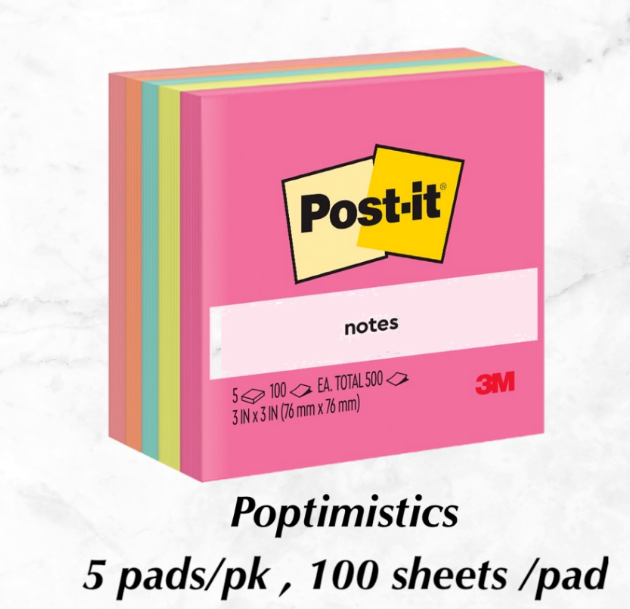 3M POST-IT STICKY NOTES 5 PADS/PACK 100 SHEETS/PAD