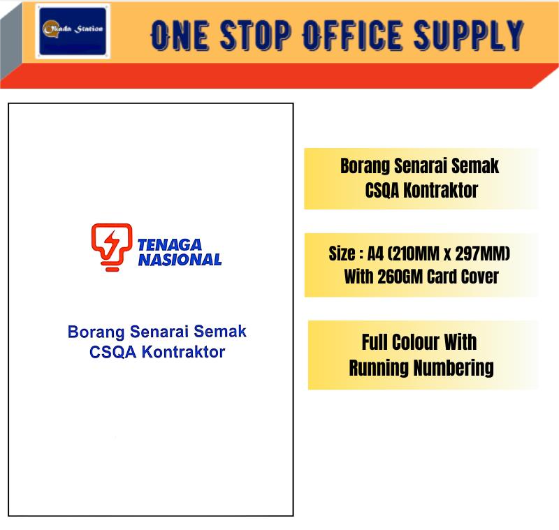 BORANG SENARAI SEMAK CSQA KONTRAKTOR