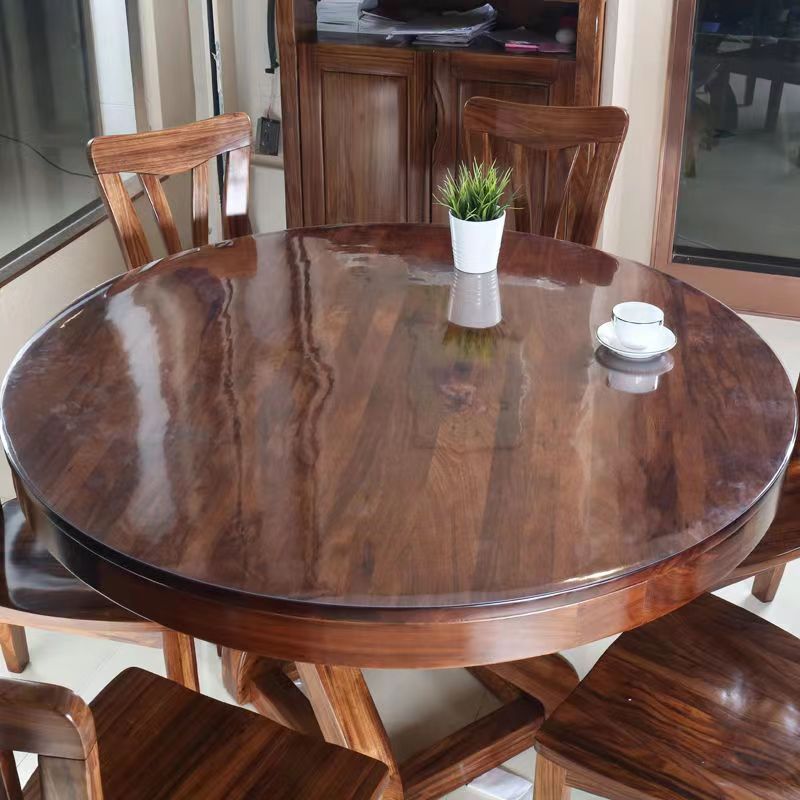 Tablecloth Round Table anti-scalding transparent soft glass washless tablecloth plastic waterproof tablecloth PVC tablecloth mat (Transparent 1mm thick 150 cm diameter round)
