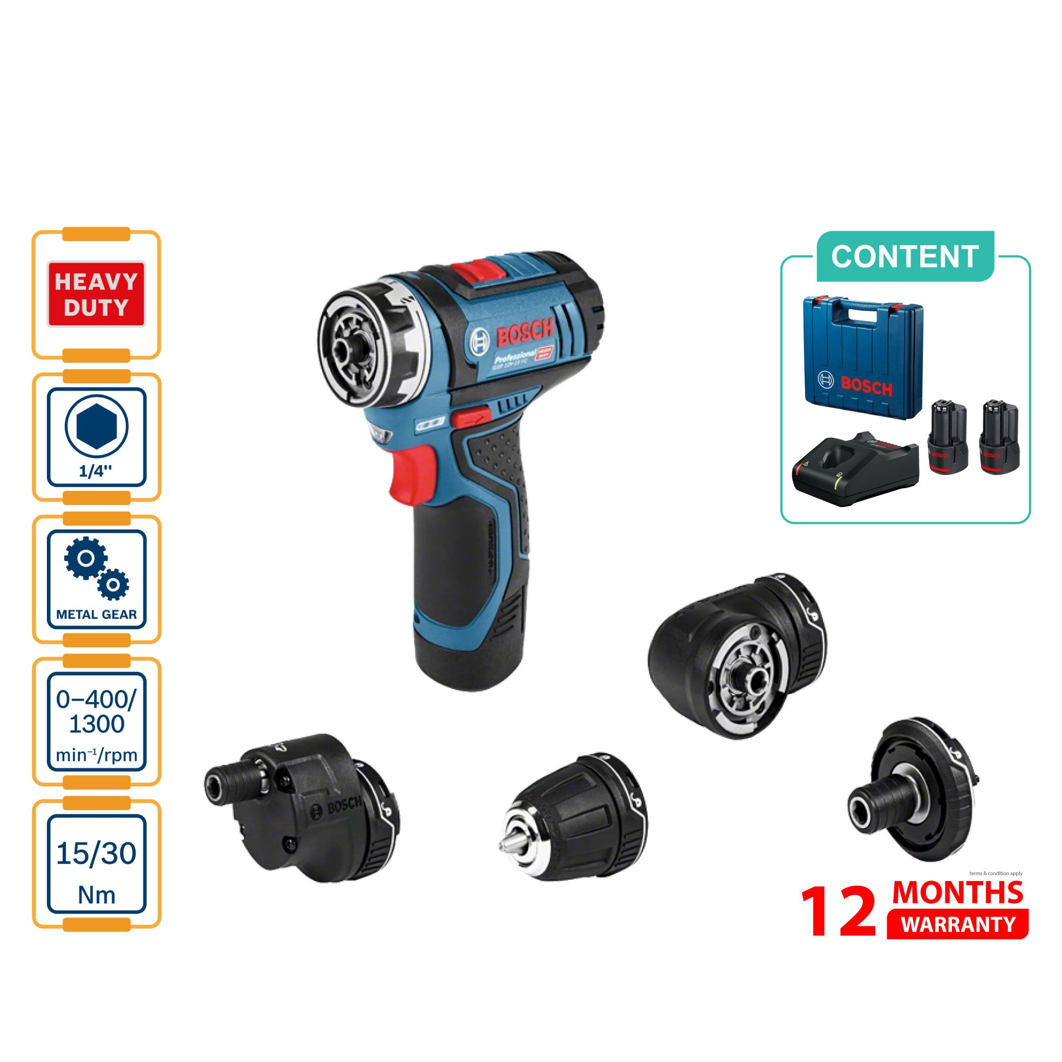 Bosch GSR 12V-15FC Cordless Drill Driver - 06019F60L0