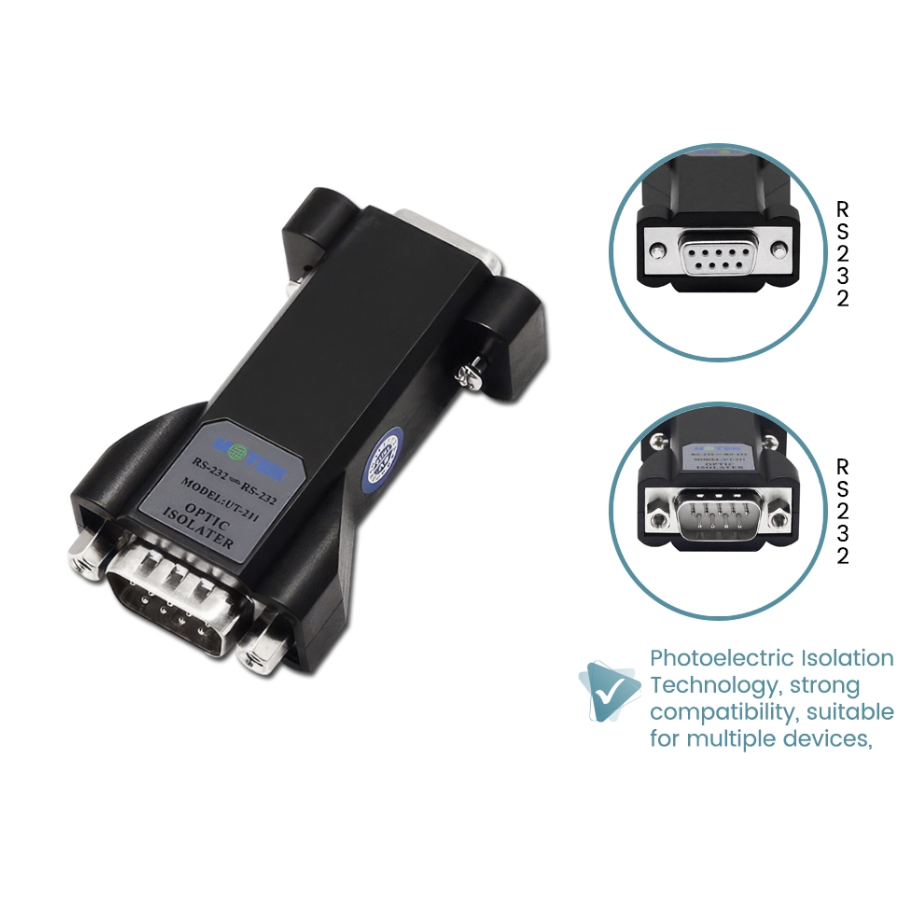 UTEK UT-211 PORT-POWERED RS-232 TO RS-232 MINI-SIZE PHOTOELECTRIC ISOLATOR