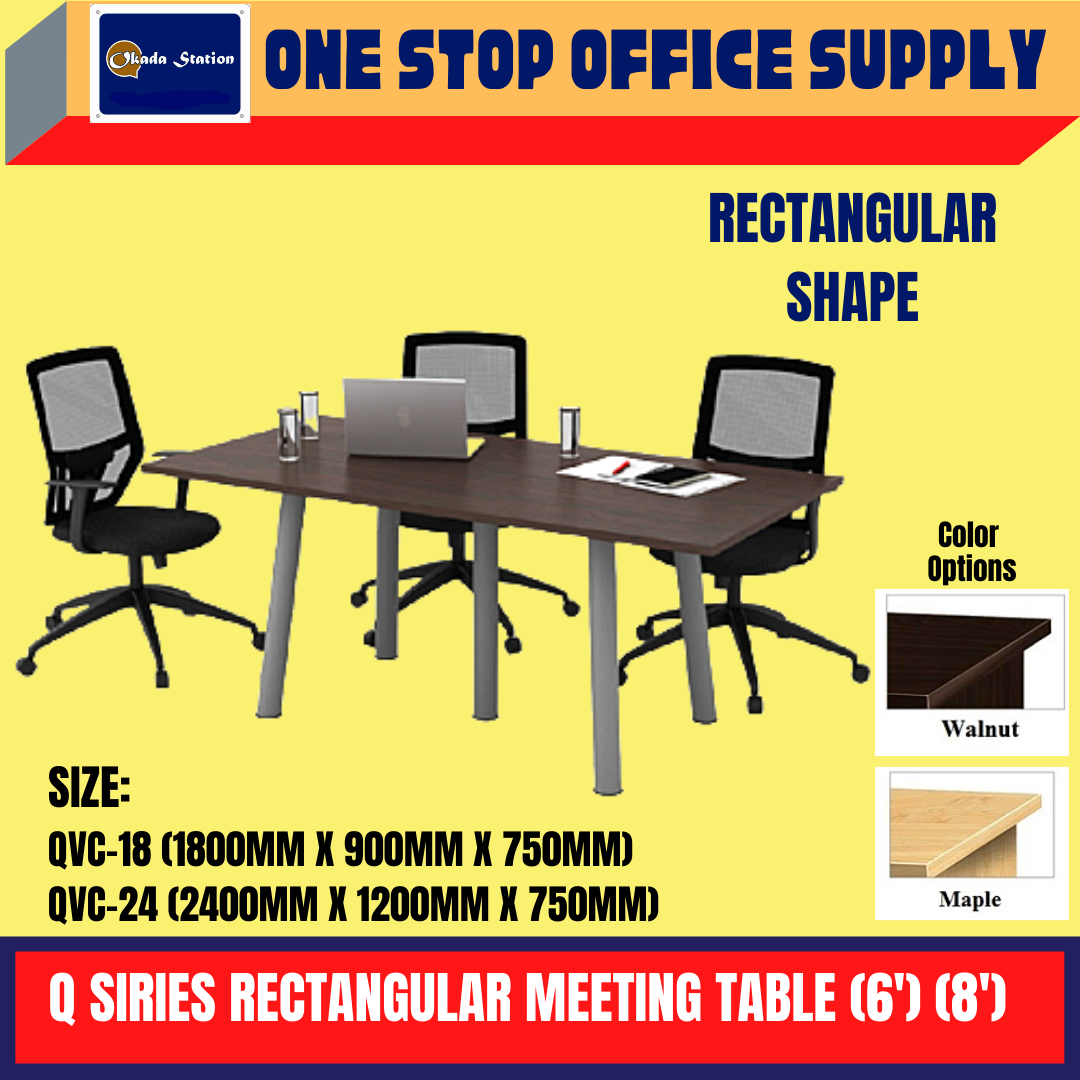Q-SERIES RECTANGULAR CONFERENCE TABLE -(6') (8') / MEETING TABLE / CONFERENCE TABLE / MEJA MESYUARAT
