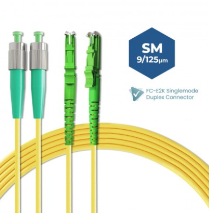 FC/APC-E2K/APC SINGLEMODE DUPLEX FIBER OPTIC PATCH CABLE 3M