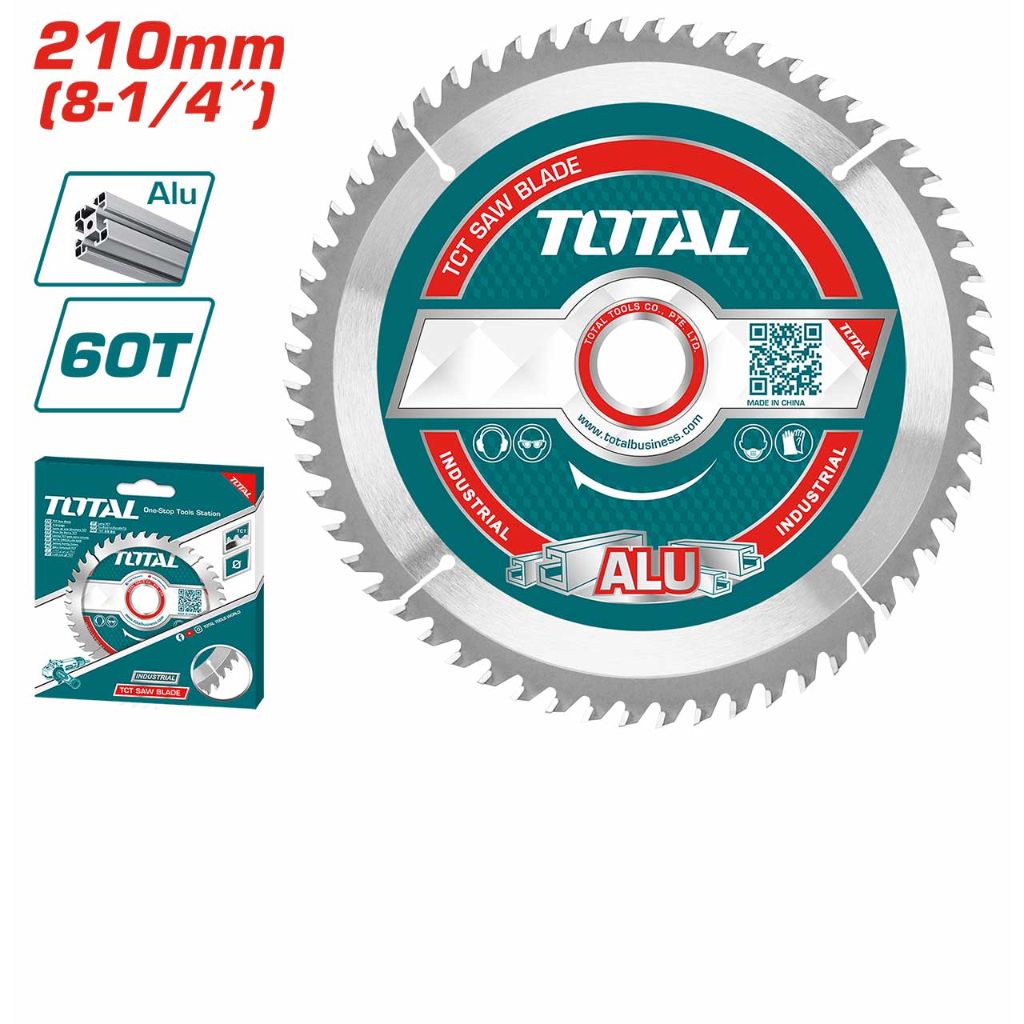 TOTAL TCT SAW BLADE SUITABLE MITRE SAW FOR ALUMINIUM CUTTING TS42142101 (8-1/4"/60T) TAC233523