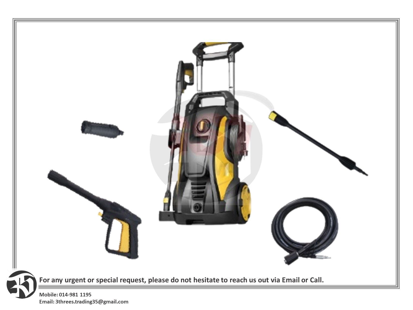 Bossman BPC188 Heavy Duty Waterjet High Pressure Cleaner Water Jet Sprayer 2500W 180Bar Car Wash Washer