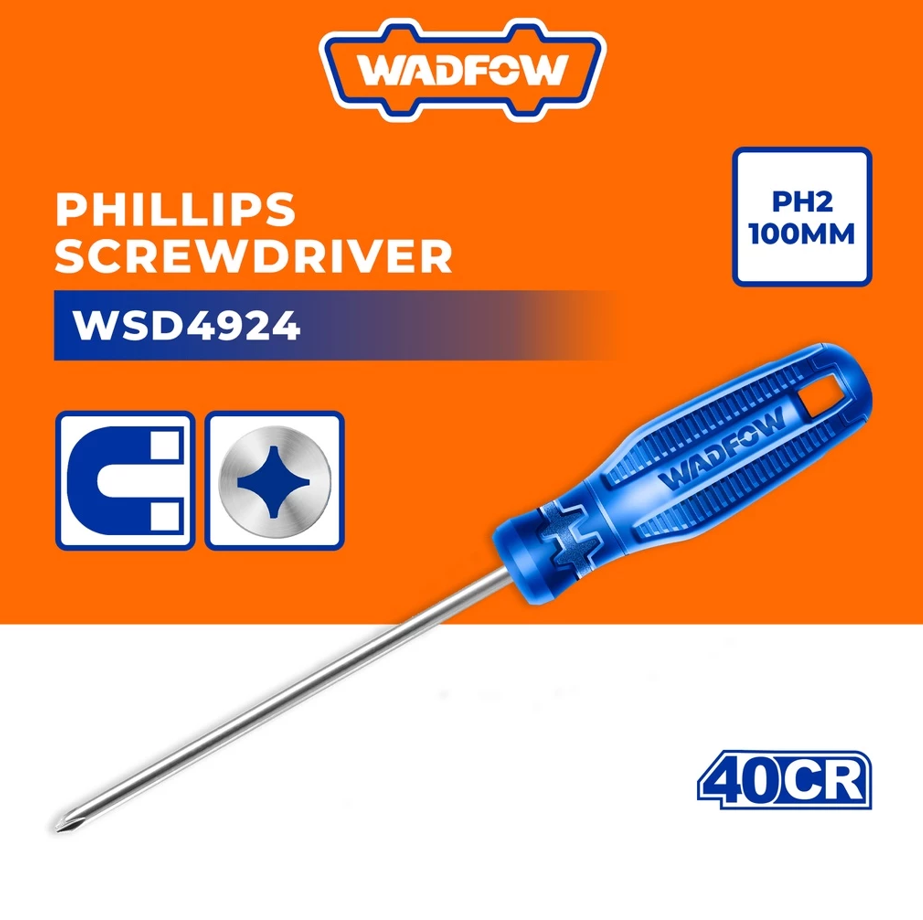 WADFOW PHILLIPS SCREWDRIVER PH2 STEEL (100MM/40CR) (WSD4924)
