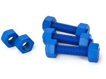 *Studbolt c/w 2x Heavy Hex Nuts ASTM A193-B7 (bolt) & A194-2H (nut) Zinc Nickel plated, Xylan1424 blue coated