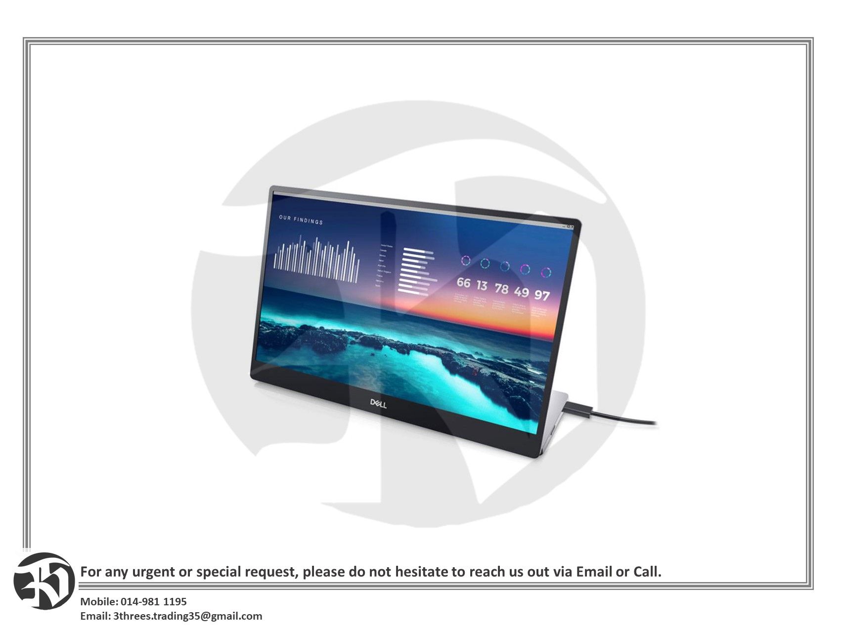 Dell C1422H 14" FHD IPS USB-C (1920x1080) 6MS Portable Anti glare LED Monitor