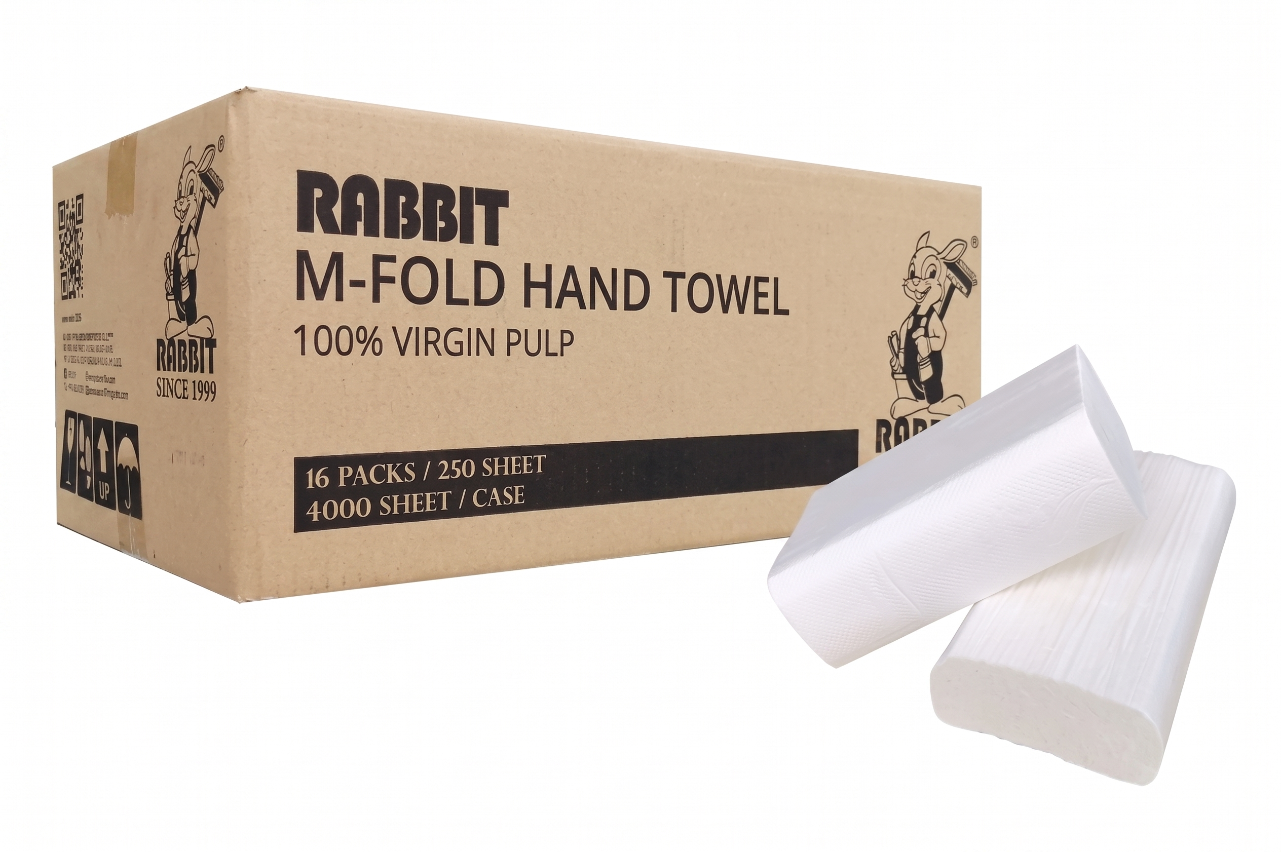 RABBIT M-FOLD HAND TOWEL -16X250PCS - 22CMX21CM