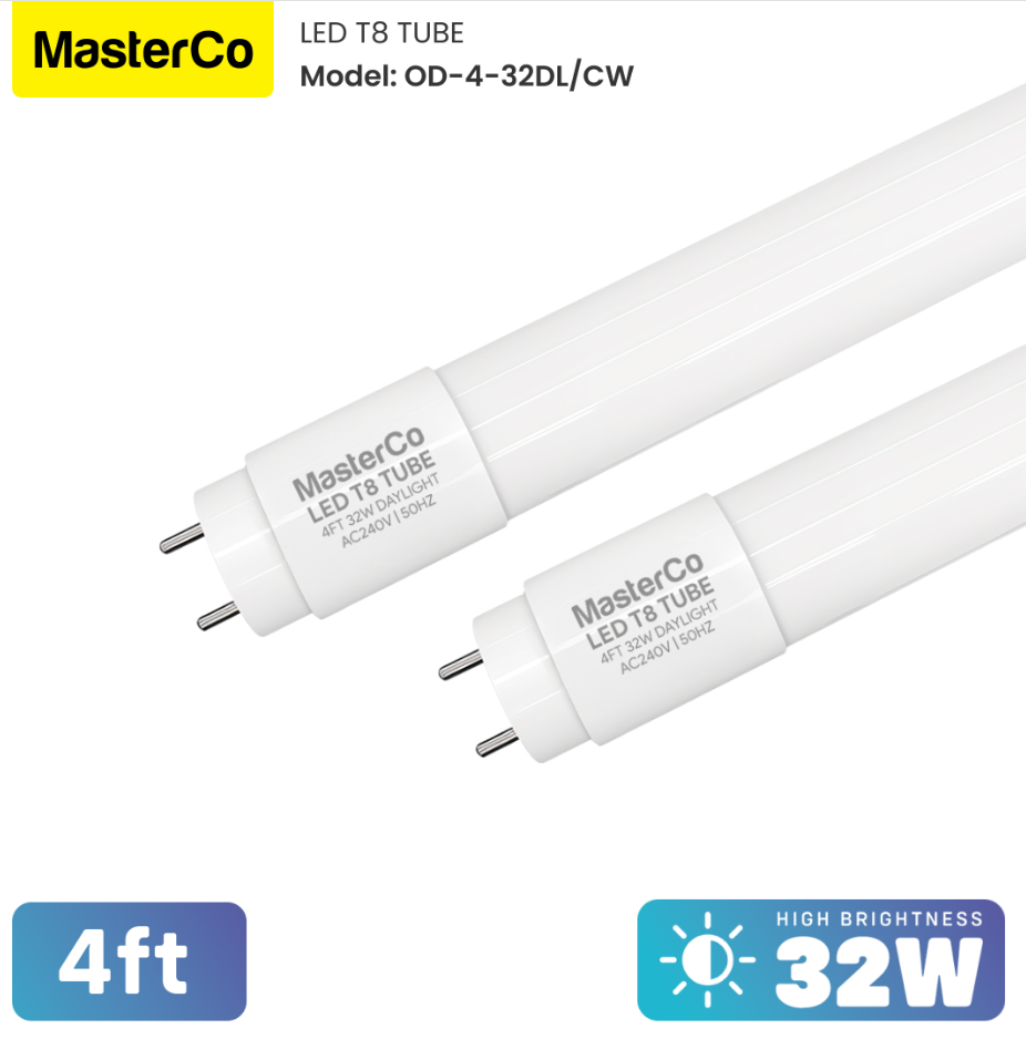 MASTERCO T8 LED TUBE 4FT 1.2M 32W (OD-4-32DL/CW)