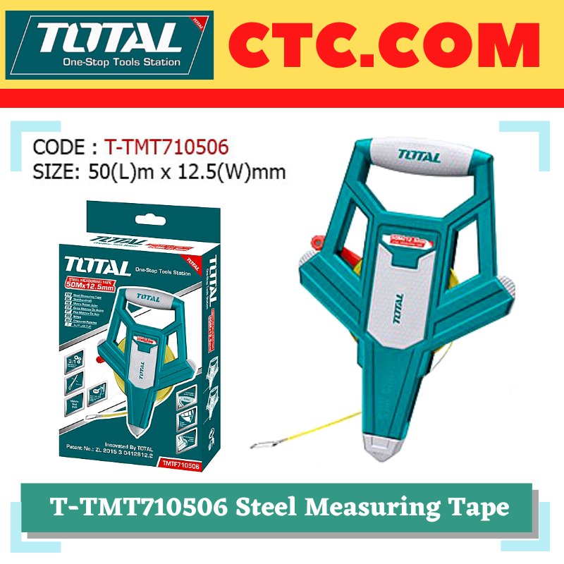TOTAL - 50M X 12.5MM Steel Measuring Tape (T-TMT710506) / Measuring tape / Measuring Ruler / Pull Ruler / Measuring Tool / Ruler