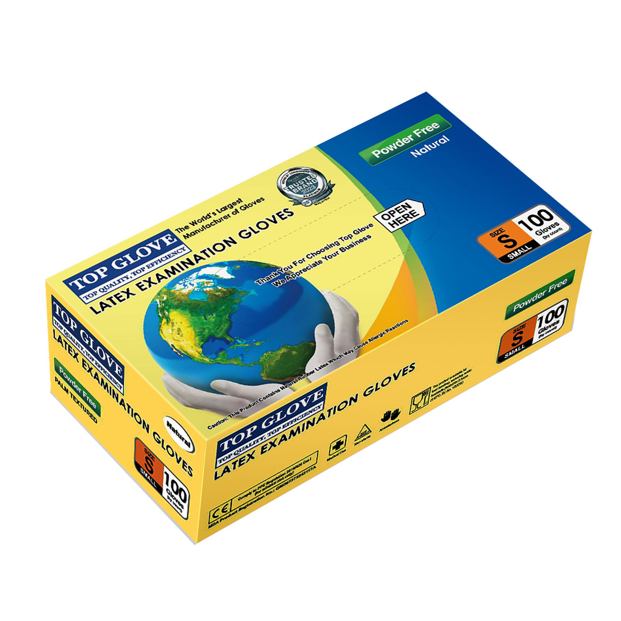 Top Glove Latex Examination Gloves, Powdered, White (100 Pcs Per Box)(Size : S, M, L) Natural Medical Gloves