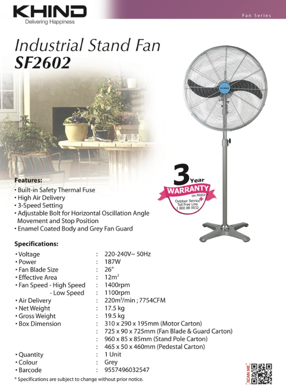 KHIND Industrial Stand fan 26"