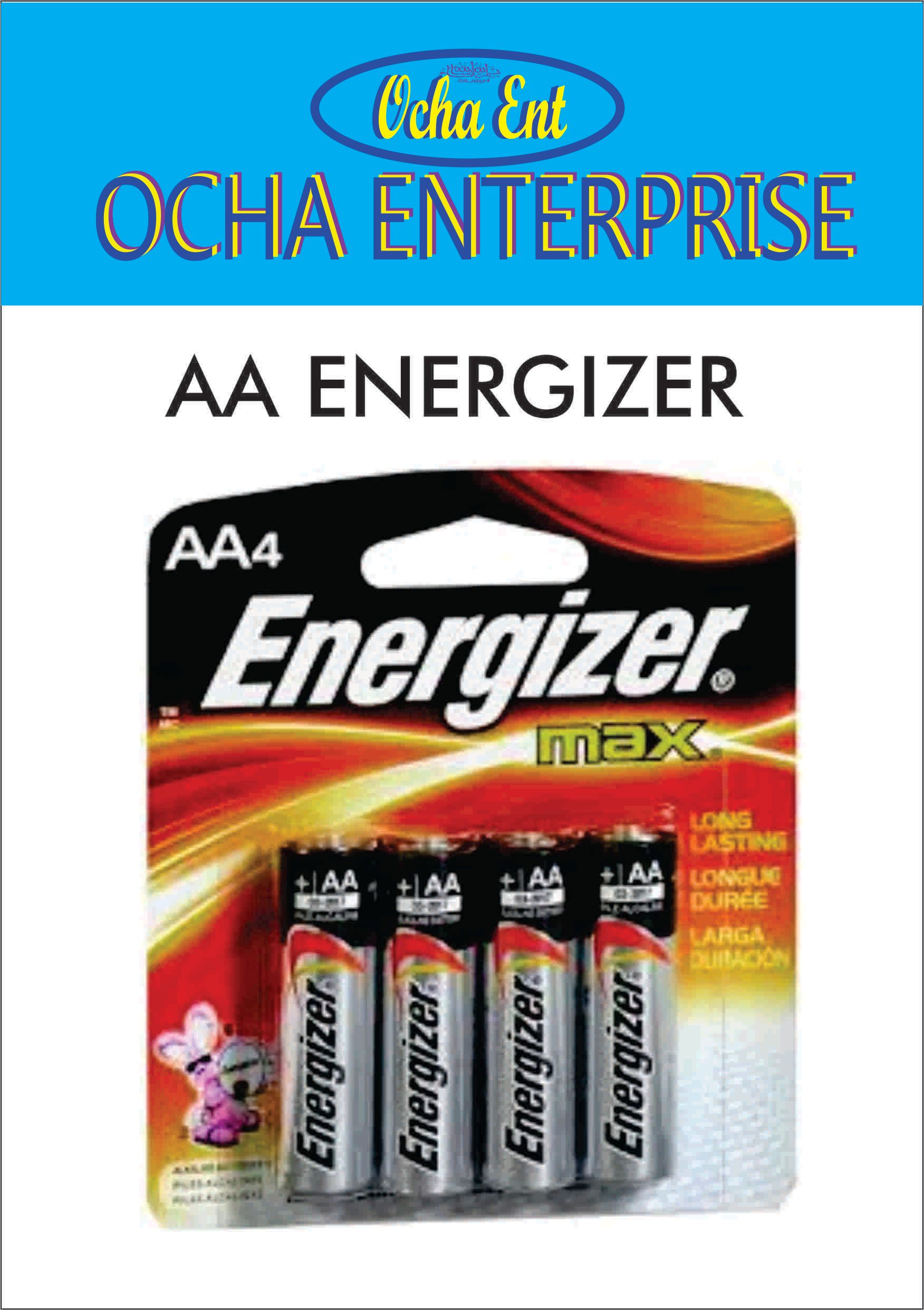 OCHA AA ENERGIZER BATTERY (4 PCS/PACK) FREE DELIVERY PENINSULAR MALAYSIA ONLY