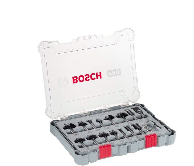 BOSCH PRO ROUTER BIT MIXED SET, SHANK 8 MM, 15 PCS (2607017472)