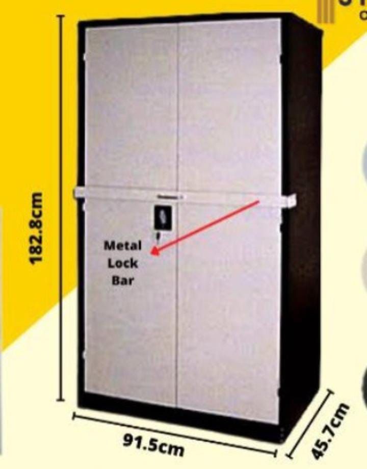 OF-S118LB Full Height Cupboard with Steel Swinging Door & Locking Bar c/w 3 Adjustable Shelves