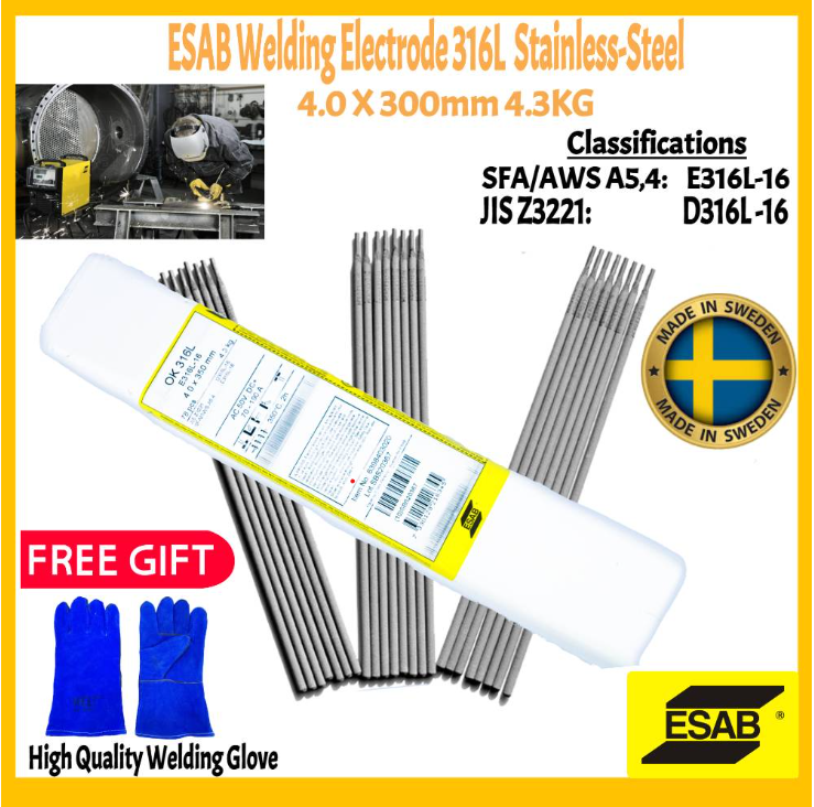 RIGHTWELL ESAB OK 316L STAINLESS STEEL WELDING ELECTRODE 4.0MM (4.3KG) (SWEDEN)