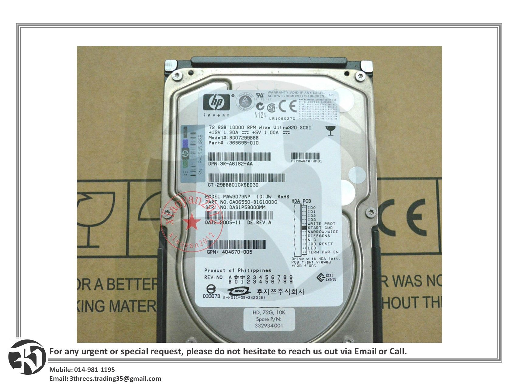 HP 73G BD07299BBB 10K 365695-010 MAW3073NP 68-pin SCSI Hard Drive - REFURBISHED