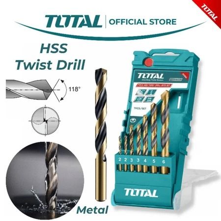 Total HSS Twist Drill Bits Set DIN 338 (7 Pcs) TACSD0075
