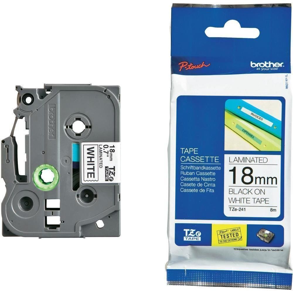 BROTHER 18MM TAPE (BLACK ON WHITE) 8M/ROLL