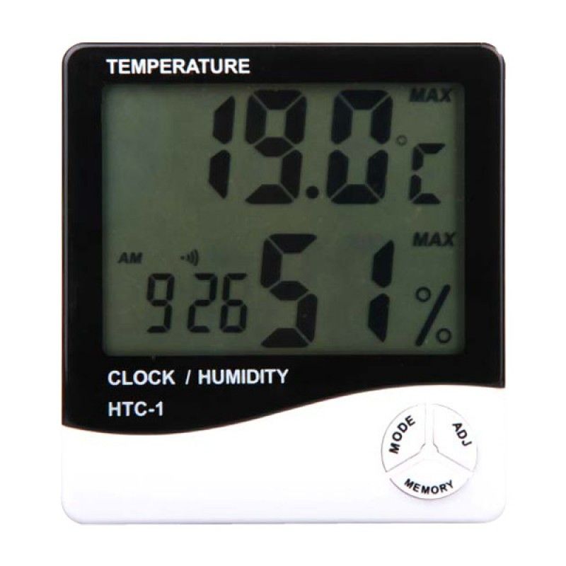 HTC-1 HYGROMETER Digital Temperature & Humidity Meter + Clock