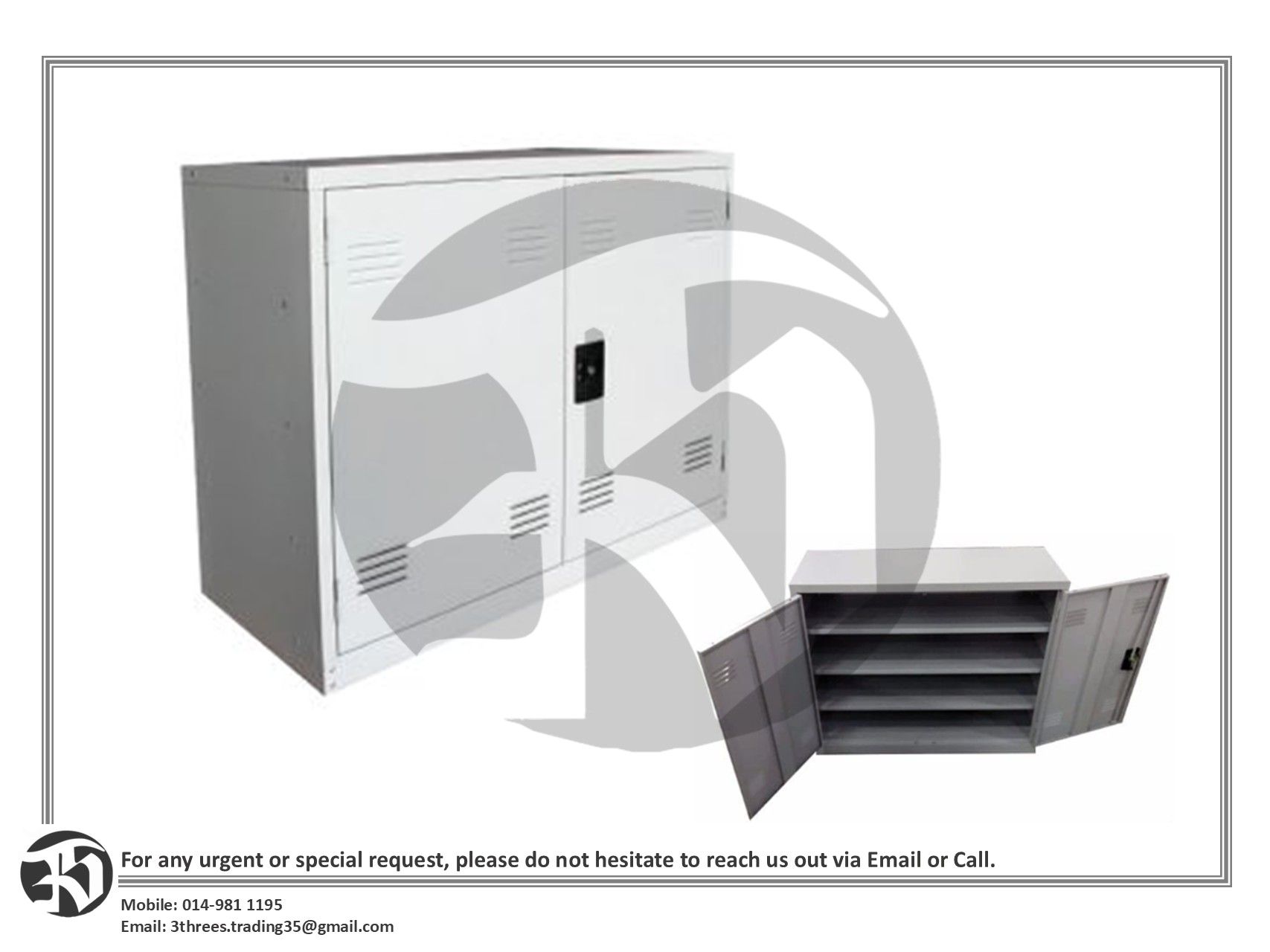 Steel Shoes Cabinet/Rack with Swing Doors 1000W x 400D x 800H