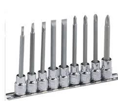 Temo 9Pc 1/4" Dr. Long Type Bit Socket Set - C.Point & Slotted