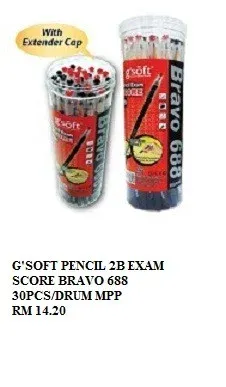 GSOFT PENCIL EXAM SCROE 2B BRAVO 688 30PCS