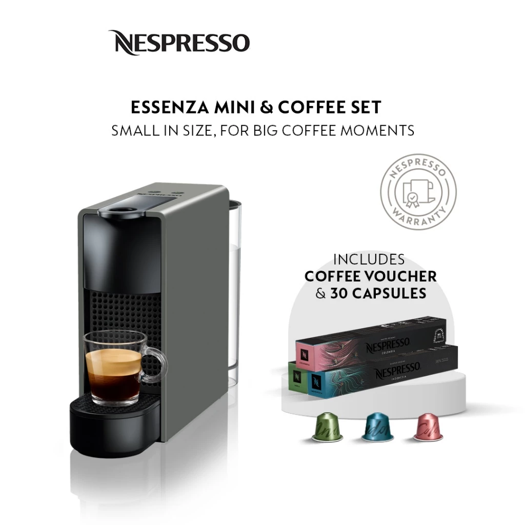 Nespresso Essenza Mini C Range Coffee Machine with 30 Coffee Capsules