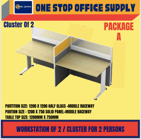VS WORKSTATION FOR 2 PERSONS / CLUSTER OF 2 / OFFICE TABLE / OFFICE WORKSTATION / OFFICE CLUSTER OF 2