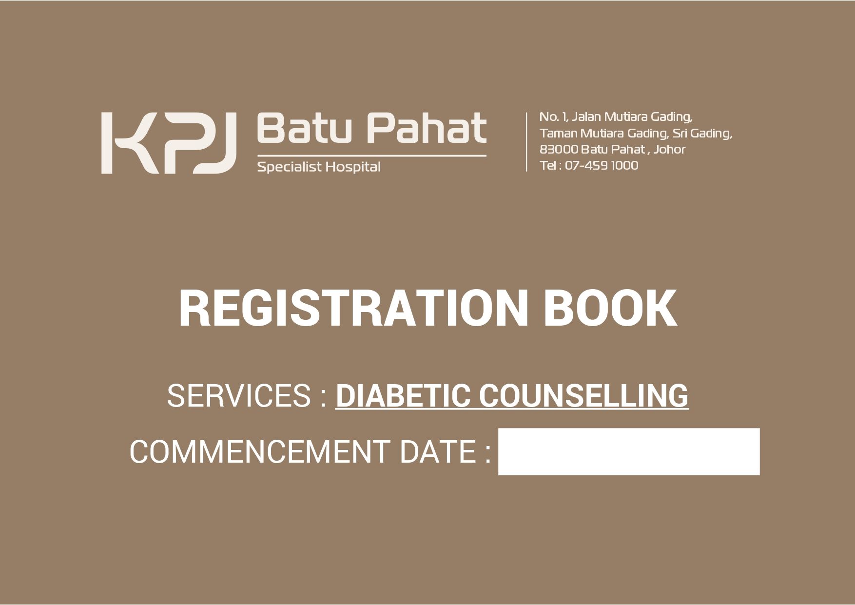 Hardcover Registration Book Diabetic Counselling