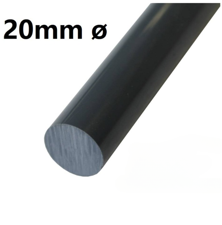 PTFE ROD BLACK 20MM DIAMETER CARBON FILLED PTFE (20MM X 500MM)