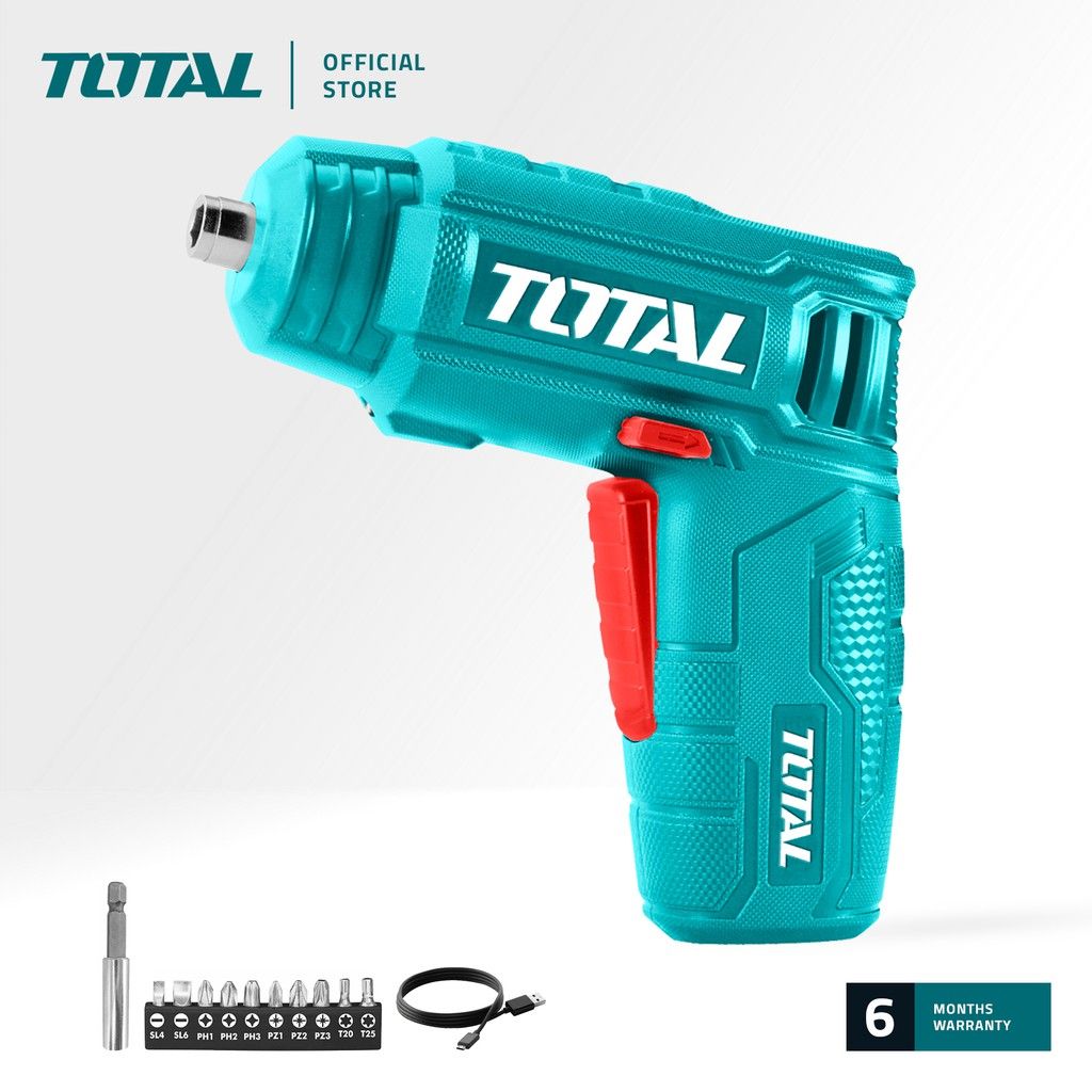 TOTAL TSDLI0402 LI-ION CORDLESS SCREWDRIVER (CAN CHARGE FROM ANY USB-A PORT.)