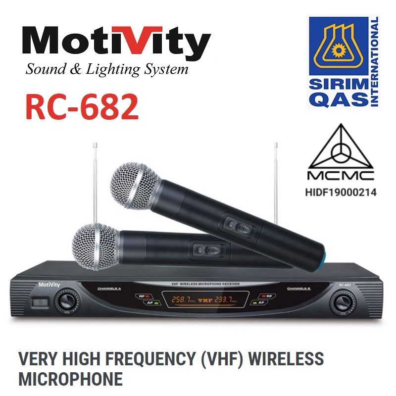 MOTIVITY RC-682 Dual Channel VHF Wireless Microphone - Certified by MCMC & SIRIM
