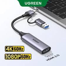 UGREEN Video Capture Card 4K HDMI to USB/USB-C HDMI Video Grabber Box for PC Computer Camera Live Stream Record Meeting 1080p 60hz output