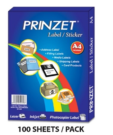 Prinzet Plain White Sticker 100's/ box Laserjet / Inkjet