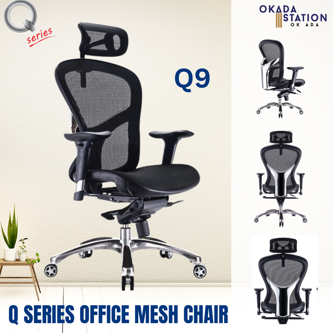 Q SERIES ERGONOMIC OFFICE MESH CHAIR WITH ALUMINIUM LEG - Q9 MODEL / CLASSIC CHAIR / MESH SERIES / Q9 SERIES / ERGONOMIC MESH CHAIR / Q SERIES OFFICE CHAIR / ERGONOMIC OFFICE CHAIR / OFFICE CHAIR / MESH CHAIR / CHAIR / Q9