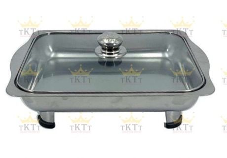 STAINLESS STEEL CHAFING DISH WITH GLASS LID